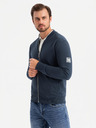 Ombre Clothing Hanorac bărbătesc structurat tricotat cu guler - melange grafit V1 OM-SSNZ-0149 Ombre Clothing