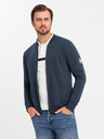 Ombre Clothing Hanorac bărbătesc structurat tricotat cu guler - melange grafit V1 OM-SSNZ-0149 Ombre Clothing