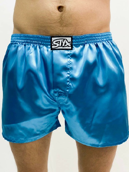 Styx Pantaloni scurți pentru bărbați Styx Classic Elasticated Blue Satin