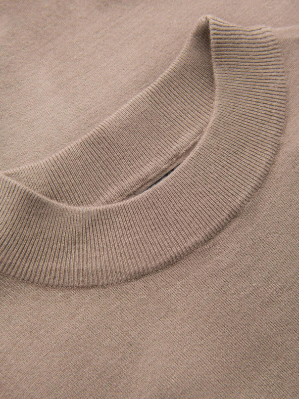 Ombre Clothing Jumătate de guler înalt tricotat pentru bărbați cu viscoză - Bej închis V3 OM-SWTN-0125 Îmbrăcăminte Ombre