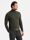 Ombre Clothing Bluză cu guler înalt tricotată pentru bărbați cu viscoză - gri închis V5 OM-SWTN-0127 Ombre Clothing