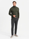 Ombre Clothing Bluză cu guler înalt tricotată pentru bărbați cu viscoză - gri închis V5 OM-SWTN-0127 Ombre Clothing