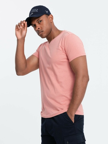 Ombre Clothing Bărbați BASIC Classic bumbac Crewneck T-Shirt - Pink V7 OM-TSBS-0145 Ombre Clothing
