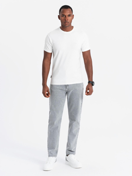 Ombre Clothing Tricou tricolor din bumbac pentru bărbați - alb și albastru marin V3 OM-TSCT-0174 Ombre Clothing