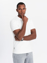 Ombre Clothing Tricou tricolor din bumbac pentru bărbați - alb și albastru marin V3 OM-TSCT-0174 Ombre Clothing