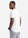 Ombre Clothing Tricou tricolor din bumbac pentru bărbați - alb și albastru marin V3 OM-TSCT-0174 Ombre Clothing