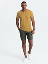 Ombre Clothing Tricou clasic cu gât rotund BASIC din bumbac pentru bărbați - muștar V8 OM-TSBS-0145 Ombre Clothing