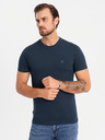 Ombre Clothing Tricou tricolor din bumbac pentru bărbați - alb și albastru marin V3 OM-TSCT-0174 Ombre Clothing