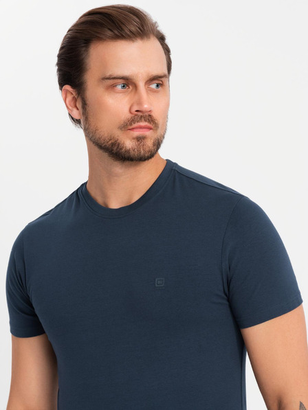Ombre Clothing Tricou tricolor din bumbac pentru bărbați - alb și albastru marin V3 OM-TSCT-0174 Ombre Clothing