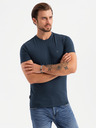 Ombre Clothing Tricou tricolor din bumbac pentru bărbați - alb și albastru marin V3 OM-TSCT-0174 Ombre Clothing