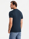 Ombre Clothing Tricou tricolor din bumbac pentru bărbați - alb și albastru marin V3 OM-TSCT-0174 Ombre Clothing