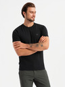 Ombre Clothing Tricou tricolor din bumbac pentru bărbați - alb și albastru marin V3 OM-TSCT-0174 Ombre Clothing