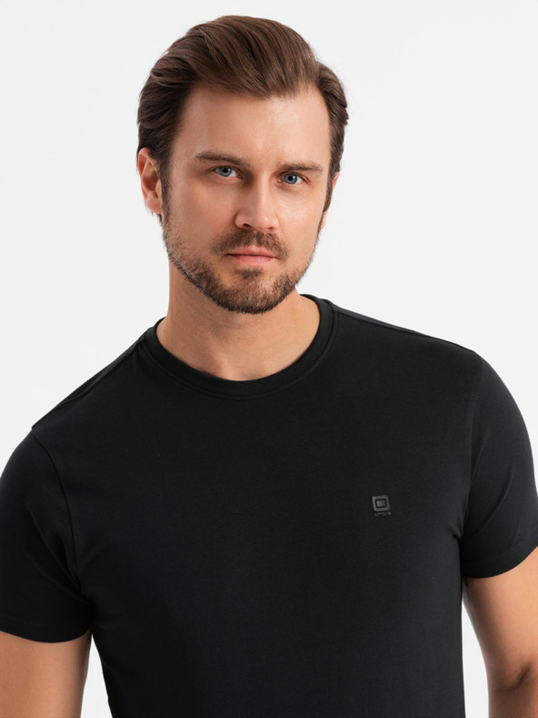 Ombre Clothing Tricou tricolor din bumbac pentru bărbați - alb și albastru marin V3 OM-TSCT-0174 Ombre Clothing