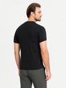 Ombre Clothing Tricou tricolor din bumbac pentru bărbați - alb și albastru marin V3 OM-TSCT-0174 Ombre Clothing