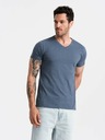 Ombre Clothing Tricou clasic cu decolteu în V din bumbac pentru bărbați BASIC - albastru V18 OM-TSBS-0145 Ombre Clothing