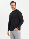Ombre Clothing Tricou bărbătesc LOOSE FIT din bumbac cu mânecă lungă și gât rotund - negru V1 OM-LSBC-0129 Ombre Clothing