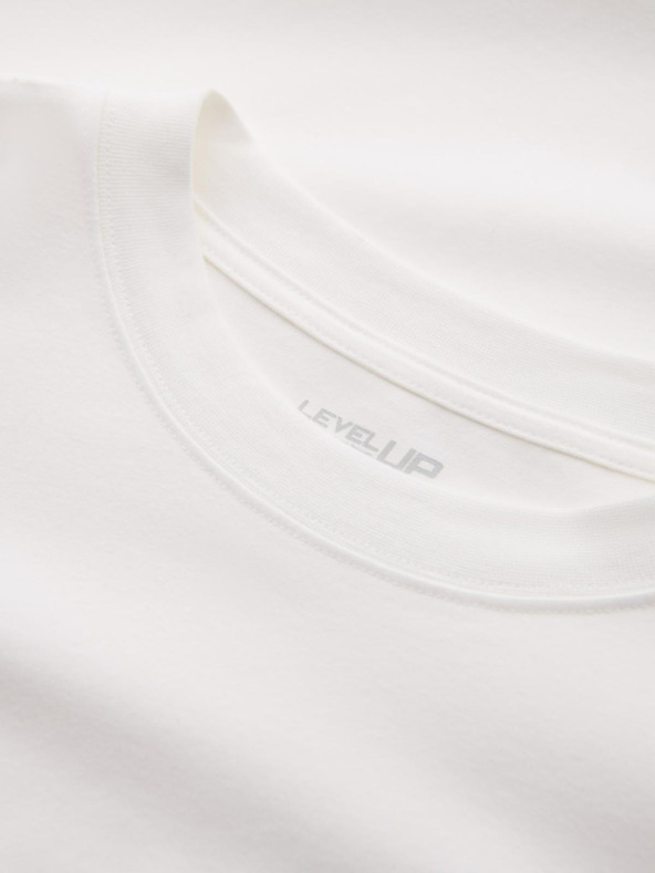 Ombre Clothing Tricou bărbătesc LOOSE FIT din bumbac cu mânecă lungă și gât rotund - crem V2 OM-LSBC-0129 Ombre Clothing