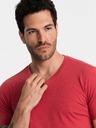 Ombre Clothing Tricou clasic de bărbați din bumbac cu decolteu în V BASIC - roșu V17 OM-TSBS-0145 Îmbrăcăminte Ombre