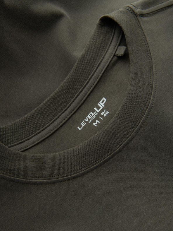 Ombre Clothing Tricou bărbătesc LOOSE FIT din bumbac cu mânecă lungă și gât rotund - gri-verde V3 OM-LSBC-0129 Ombre Clothing