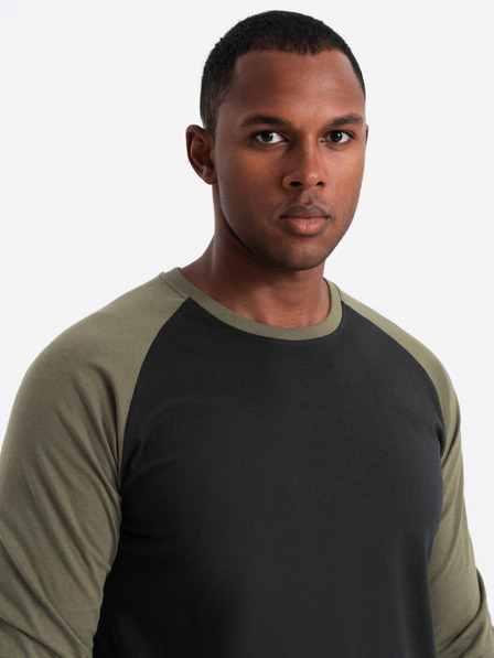Ombre Clothing Tricou bărbătesc imprimat cu mânecă lungă - negru V1 OM-LSPT-0119 Îmbrăcăminte Ombre