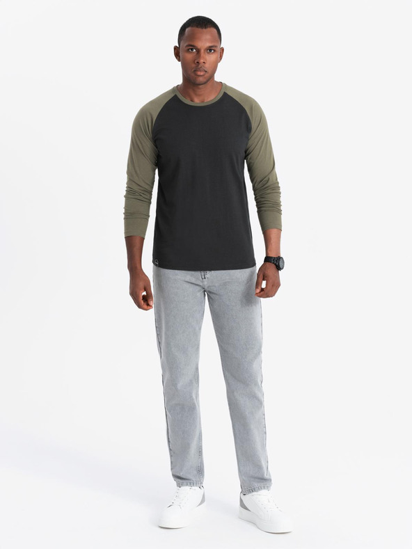 Ombre Clothing Tricou bărbătesc imprimat cu mânecă lungă - negru V1 OM-LSPT-0119 Îmbrăcăminte Ombre