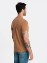 Ombre Clothing Tricou clasic BASIC din bumbac cu decolteu în V pentru bărbați - Brown V9 OM-TSBS-0145 Îmbrăcăminte Ombre