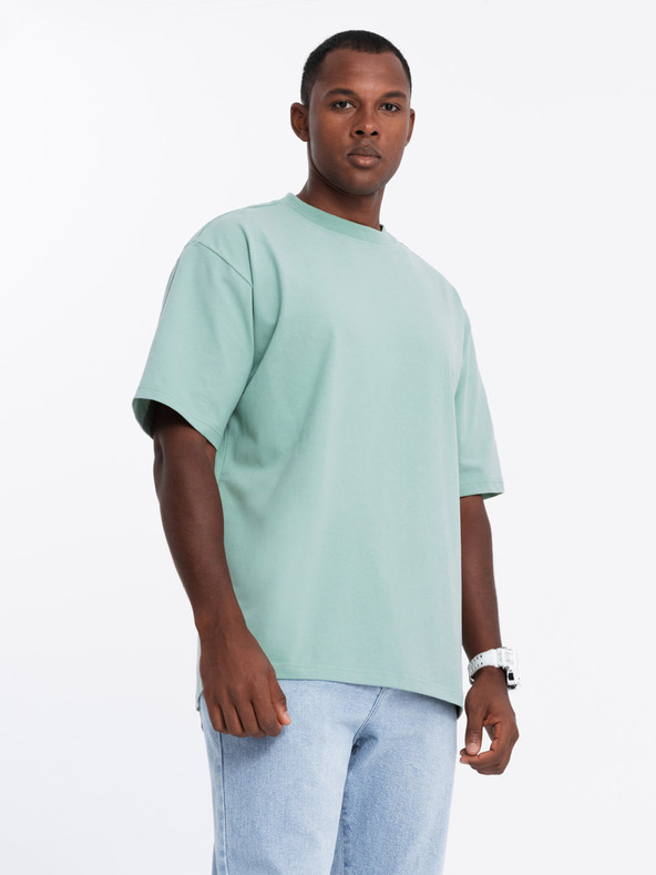 Ombre Clothing Tricou LOOSE FIT pentru bărbați cu buzunar mentă Ombre Clothing