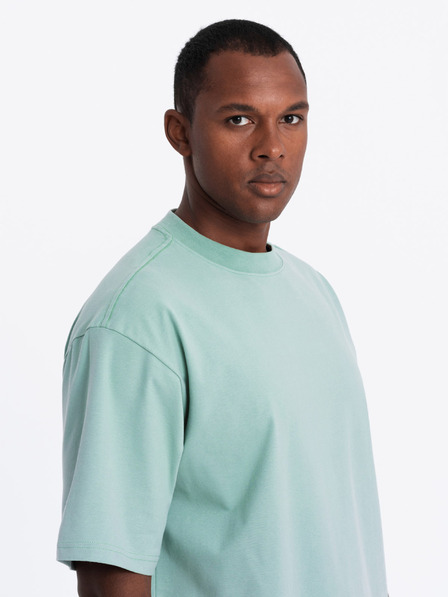Ombre Clothing Tricou LOOSE FIT pentru bărbați cu buzunar mentă Ombre Clothing
