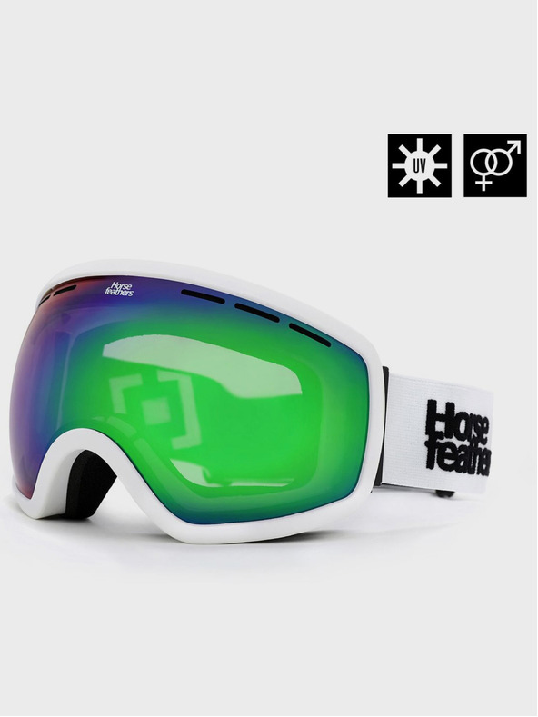 Horsefeathers Ochelari de snowboard Knox - alb/verde oglindă HORSEFEATHERS