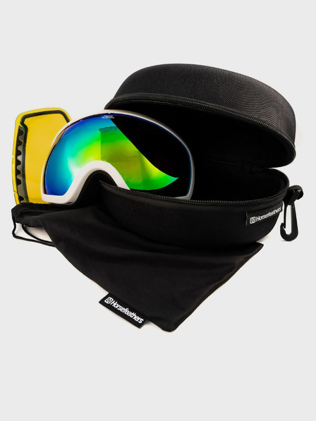 Horsefeathers Ochelari de snowboard Knox - alb/verde oglindă HORSEFEATHERS