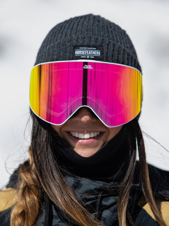 Horsefeathers Snowboard ochelari de protecție Edmond - alb/roz oglindă HORSEFEATHERS