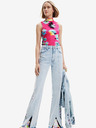 Desigual Blugi cu picior larg Desigual Flores, albastru deschis, pentru femei