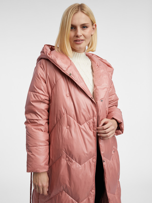 Orsay Geacă lungă matlasată roz pentru femei ORSAY