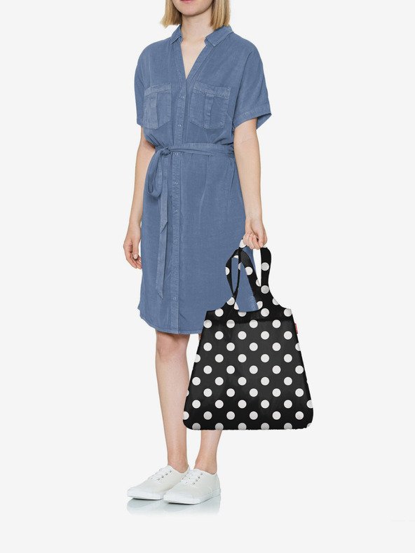 Reisenthel Geantă de cumpărături neagră pentru femei cu buline Reisenthel Mini Maxi Shopper Dots White