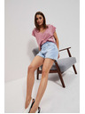 Moodo Pantaloni scurți din denim albastru deschis pentru femei Moodo