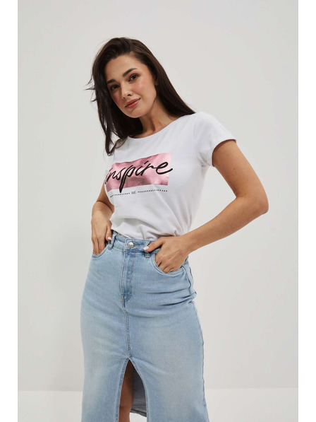 Moodo Tricou pentru femei L-TS-4019 WHITE Moodo