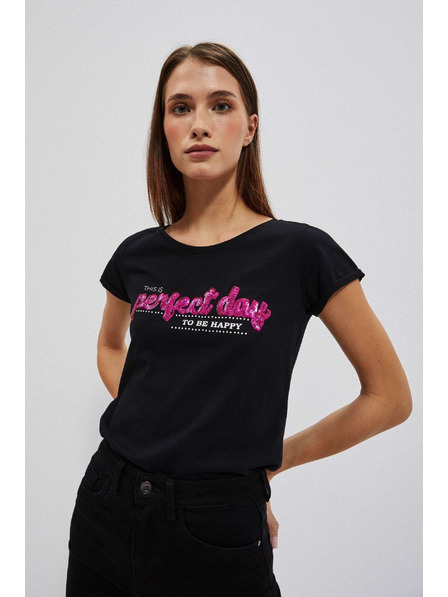 Moodo Tricou pentru femei L-TS-4020 BLACK Moodo