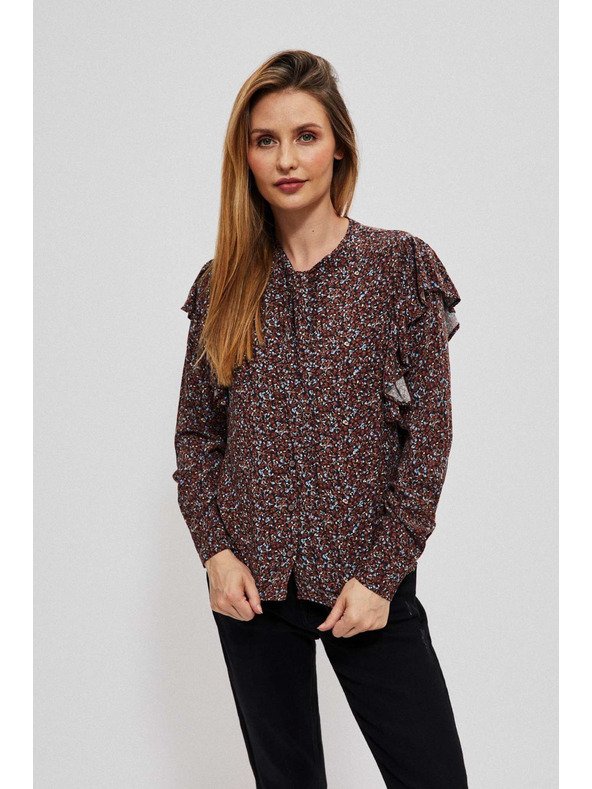 Moodo Bluză cu flori maro pentru femei Moodo