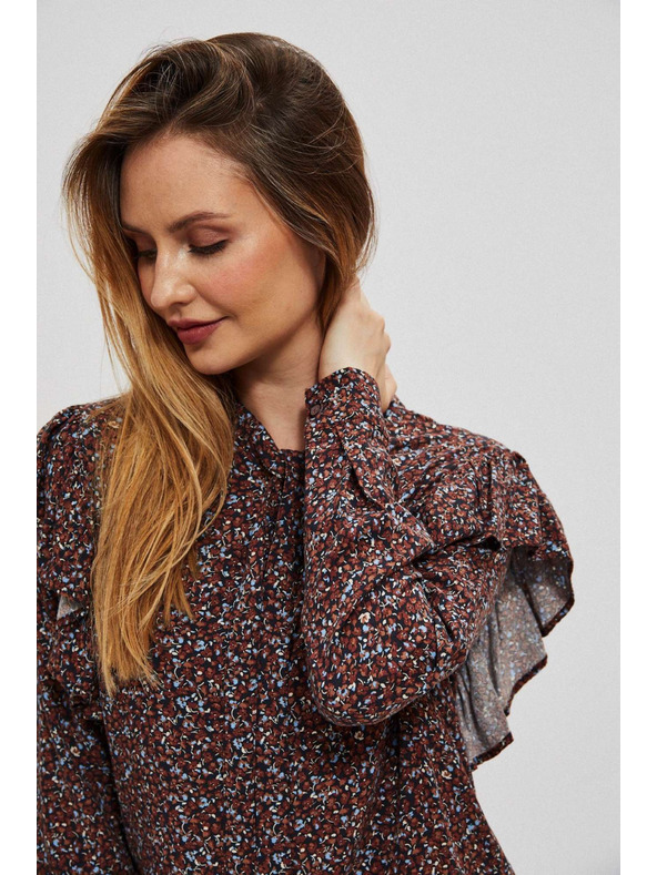 Moodo Bluză cu flori maro pentru femei Moodo
