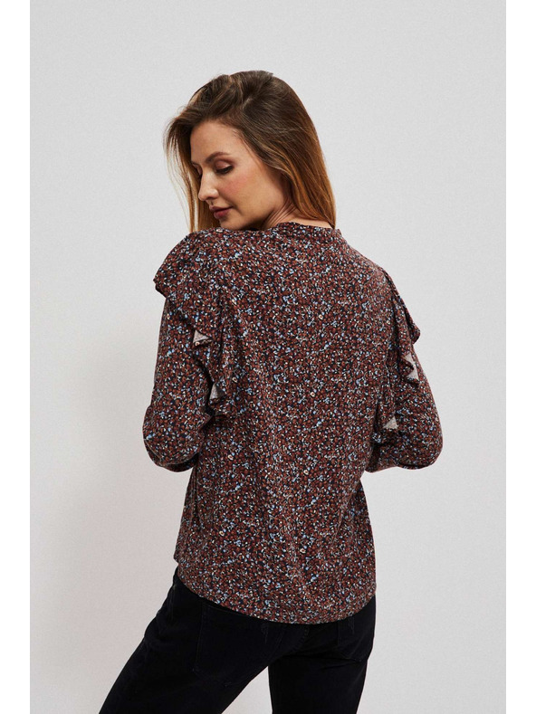 Moodo Bluză cu flori maro pentru femei Moodo