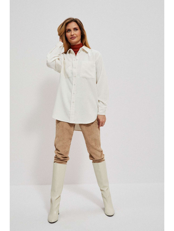 Moodo Cămașă cremă din catifea pentru femei Moodo
