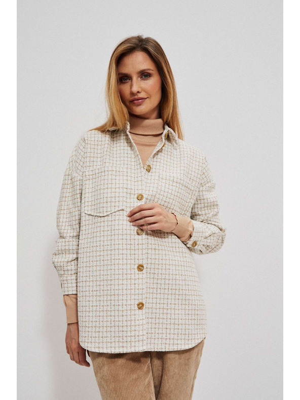 Moodo Cămașă în carouri bej și crem pentru femei Moodo