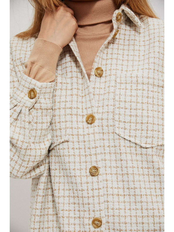 Moodo Cămașă în carouri bej și crem pentru femei Moodo