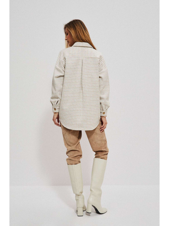 Moodo Cămașă în carouri bej și crem pentru femei Moodo