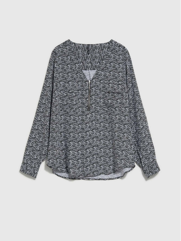 Moodo Bluză cu motive Moodo de damă în alb și negru