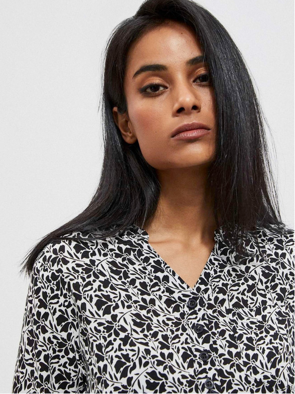 Moodo Cămașă florală albă și neagră pentru femei Moodo