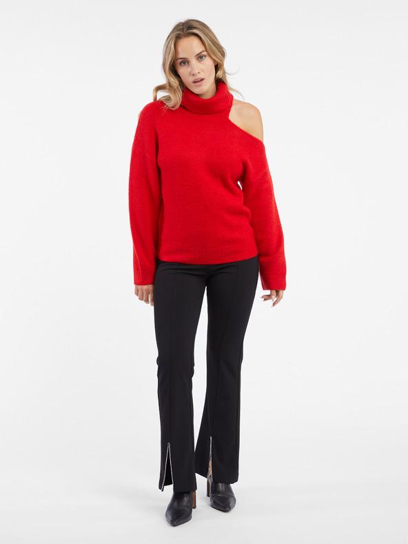 Orsay Pulover roșu cu guler și decupaj pentru femei ORSAY