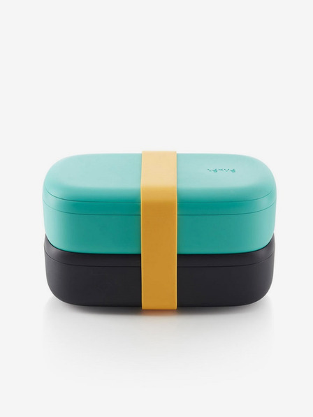 Lékué Cutie pentru gustări Lékué LunchBox To Go negru-turcoaz (1000 ml)