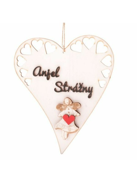 Casa de Engel Inimă din lemn suspendată cu inscripție (CZ), 0/50