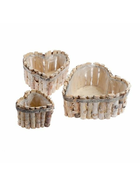 Casa de Engel Jardinieră din lemn cu PVC - inimă - set 3 buc, 0/16